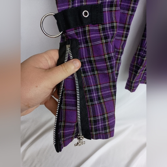 TRIPP NYC Purple Black Plaid Capris Zipper Punk,Goth,Grunge,Gorpcorp(#1,568) - Picture 5 of 11